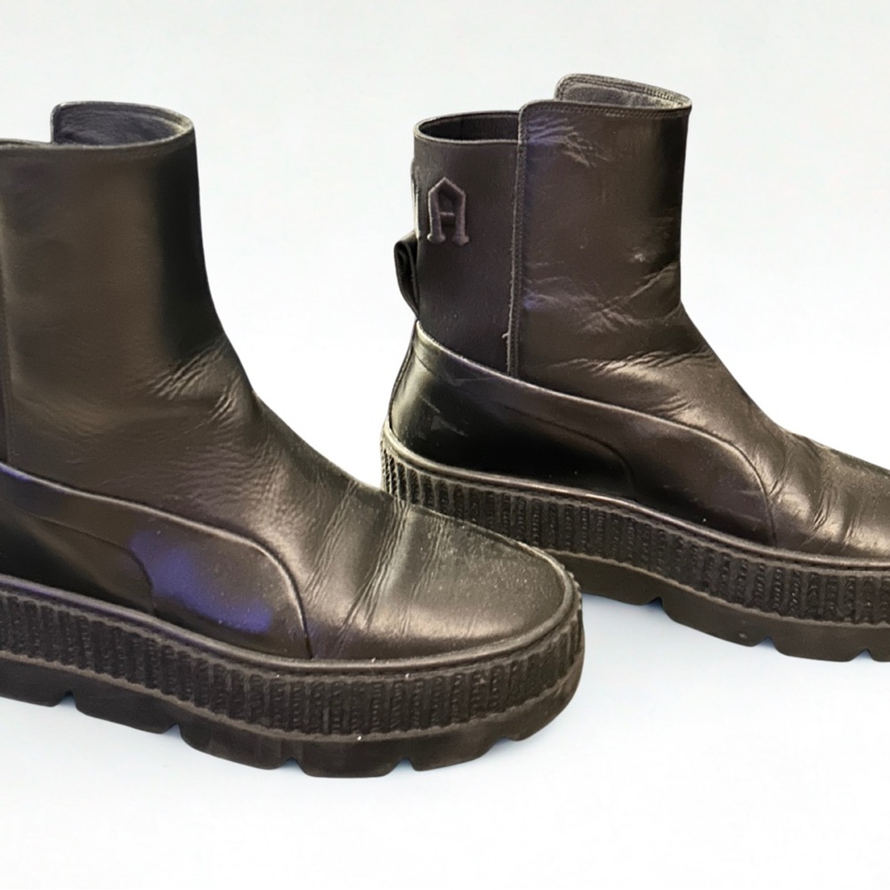 Puma x Fenty By Rihanna Black Chelsea Womens US 9.5 Ankle Platform Boots Goth